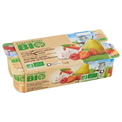 Carrefour Bio Yaourt aux Fruits au Lait Entier 8 x 125 g