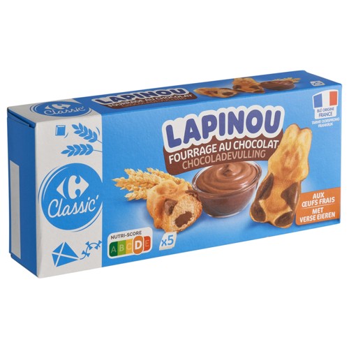 Carrefour Classic'' Lapinou Fourrage Chocolat aux Oeufs Frais 5 x 28 g