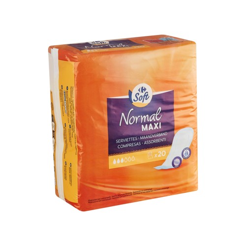 Carrefour Soft Normal Maxi Serviettes 20 Pièces