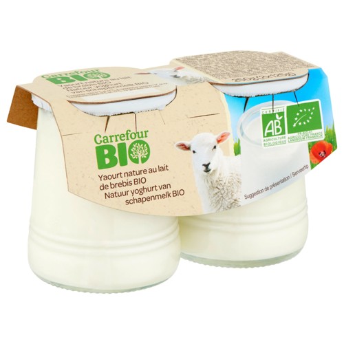 Carrefour Bio Yaourt Nature au Lait de Brebis Bio 2 x 125 g