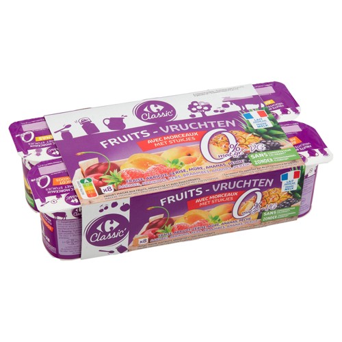 Carrefour Classic'' Fruits avec Morceaux 8 Pièces 125 g