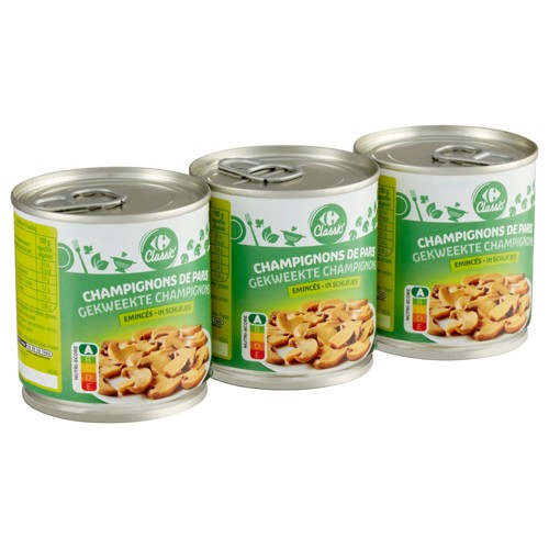 Carrefour Classic'' Champignons de Paris Emincés 3 x 200 g
