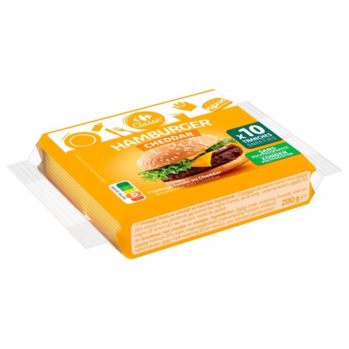 Carrefour Classic'' Hamburger CHEDDAR FONDU 10 tranches 200 g
