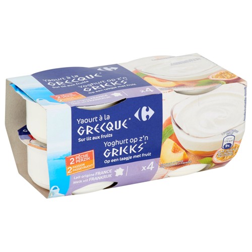 Carrefour Yaourt à la Grecque Pêche Passion 4 x 150 g