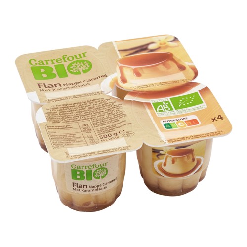 Carrefour Bio Flan Nappé Caramel 4 x 125 g