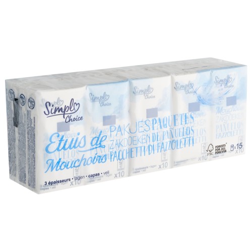 Simpl Choice Etuis de Mouchoirs 3 Épaisseurs 15 Pièces