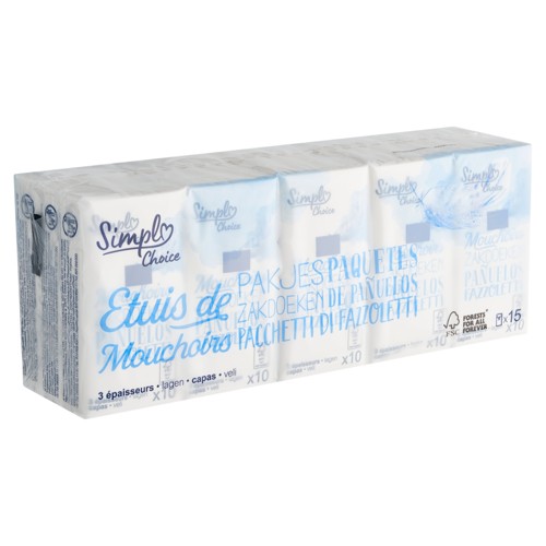 Simpl Choice Etuis de Mouchoirs 3 Épaisseurs 15 Pièces