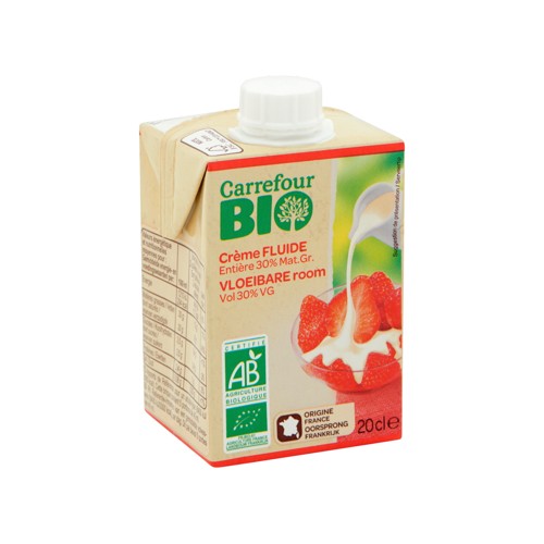 Carrefour Bio Crème Fluide Entière 30% Mat. Gr. 20 cl