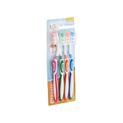 Carrefour Soft Brosses à dents Classique Medium 4 Pièces