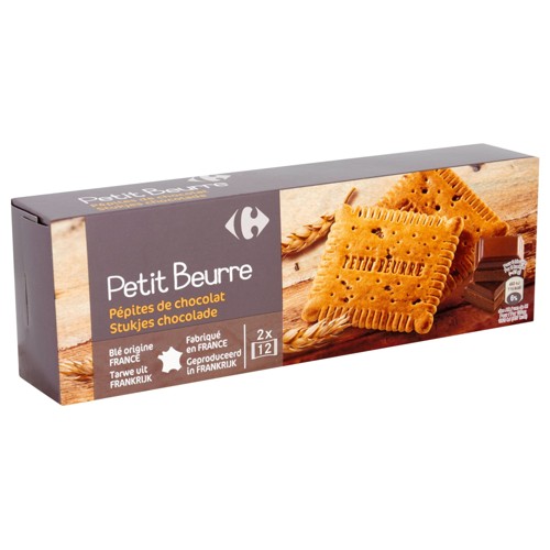 Carrefour Petit Beurre Pépites de Chocolat  2 x 12 Pièces 200 g