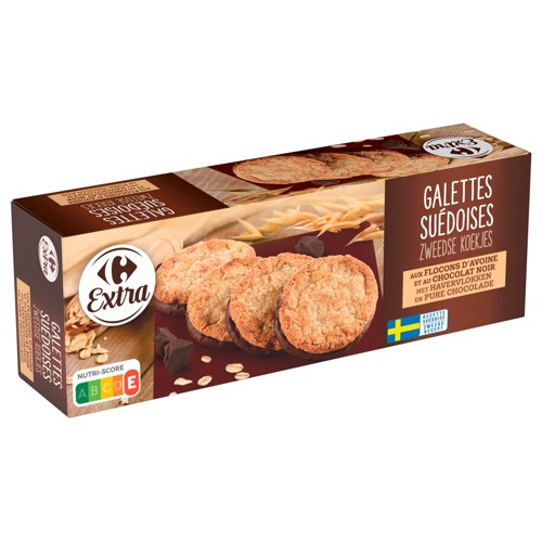Carrefour Extra Galettes Suédoises aux Flocons d''Avoine et au Chocolat Noir 150 g