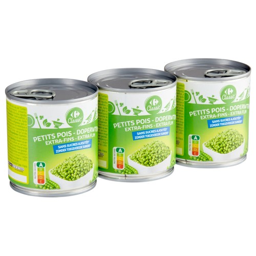 Carrefour Classic'' Petits Pois Extra Fins 3 x 200 g