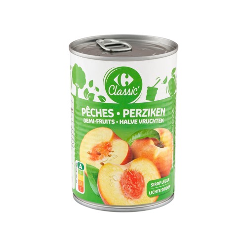 Carrefour Classic'' Pêches Demi-Fruits Sirop Léger 420 g