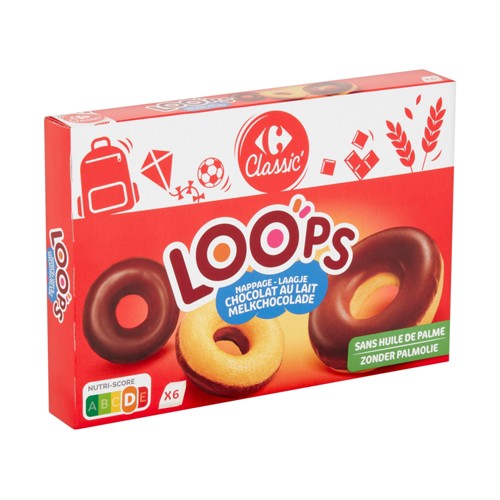 Carrefour Classic'' Loops Nappage Chocolat au Lait 6 Pièces 180 g