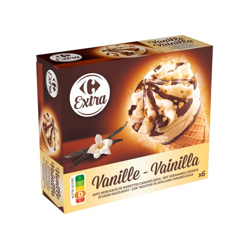 Carrefour Extra Vanille avec Morceaux de Noisettes Caramélisées 6 Pièces 409 g