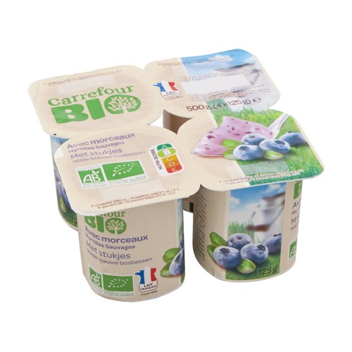 Carrefour Bio avec Morceaux Myrtilles Sauvages 4 x 125 g