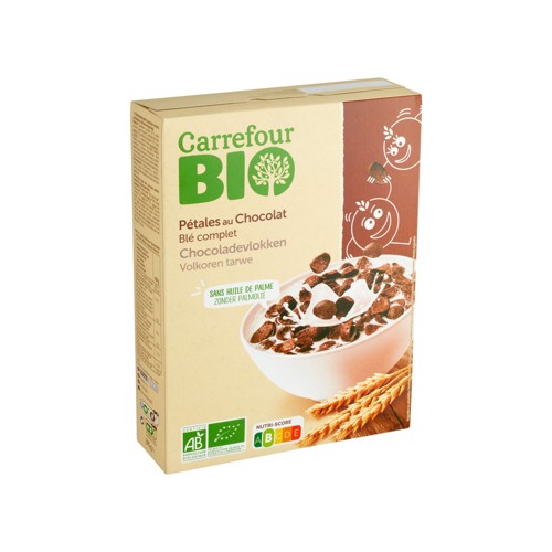 Carrefour Bio Pétales au Chocolat Blé Complet 375 g