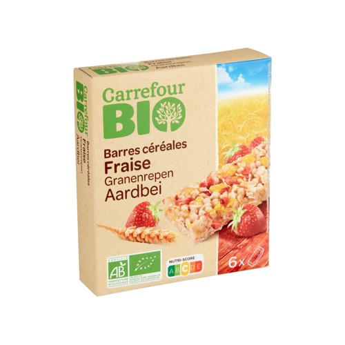 Carrefour Bio Barres Céréales Fraise 6 x 23 g
