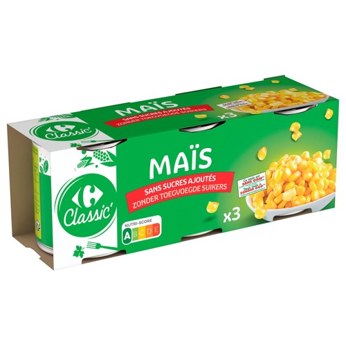 Carrefour Classic'' Maïs sans sucres ajoutés 3 x 212 ml