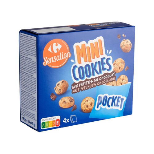 Carrefour Sensation Mini Cookies aux Pépites de Chocolat 4 x 40 g