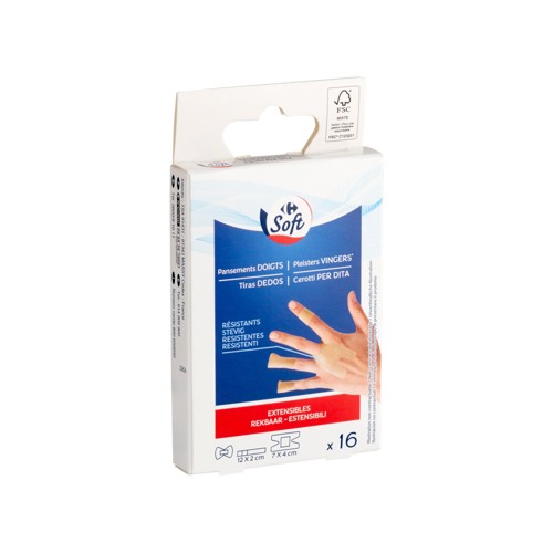 Carrefour Soft Pansements Doigts 16 Pièces