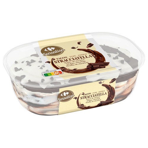 Carrefour Sensation Stracciatella Glace Saveur Crème 495 g