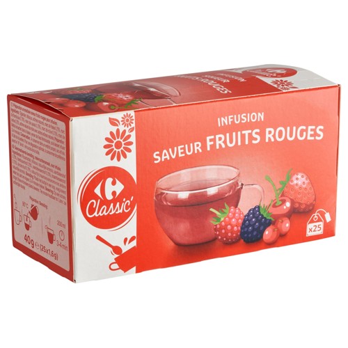 Carrefour Classic'' Infusion Saveur Fruits Rouges 25 x 1.6 g