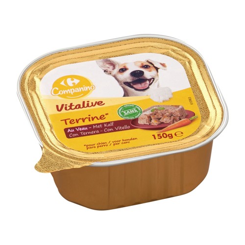 Carrefour Companino Vitalive Terrine pour Chien au Veau 150 g