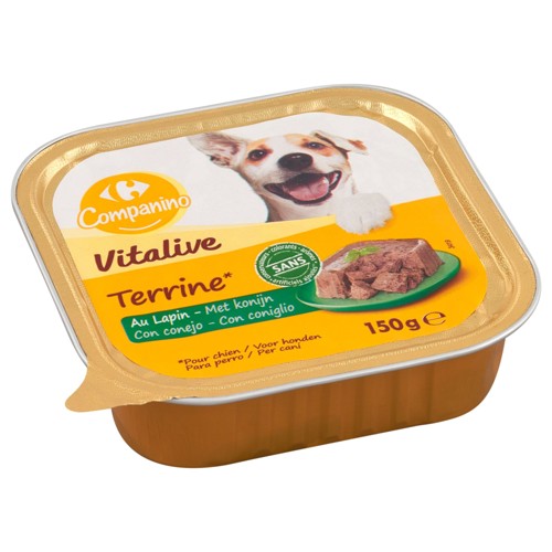 Carrefour Companino Vitalive Terrine pour Chien au Lapin 150 g