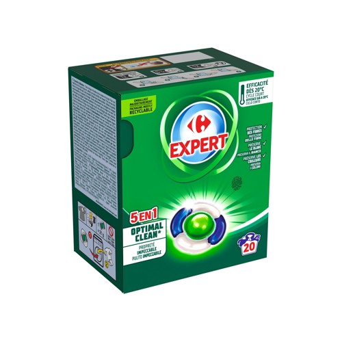 Carrefour Expert 5 en 1 Optimal Clean Lessive 20 Lavages