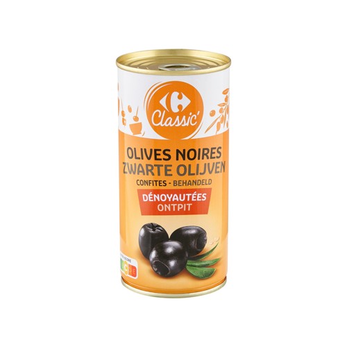 Carrefour Classic'' Olives Noires Confites Dénoyautées 400 g