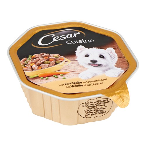 Aliment Chien Cesar Cuisine Barquette à la Volaille et Légumes 150 g