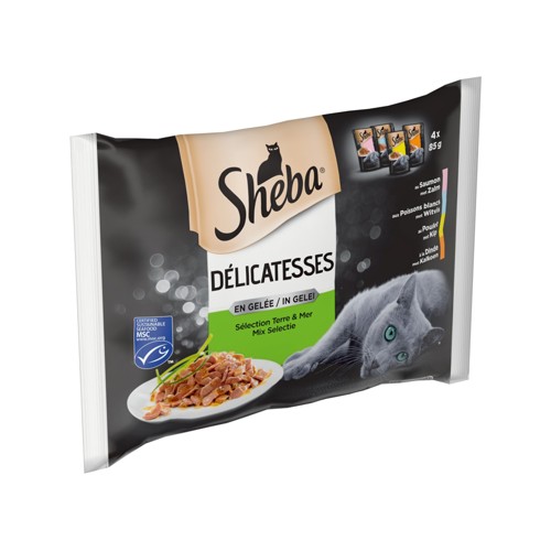 Sheba Délicatesses en Gelée Sélection Terre & Mer 4 x 85 g Chat