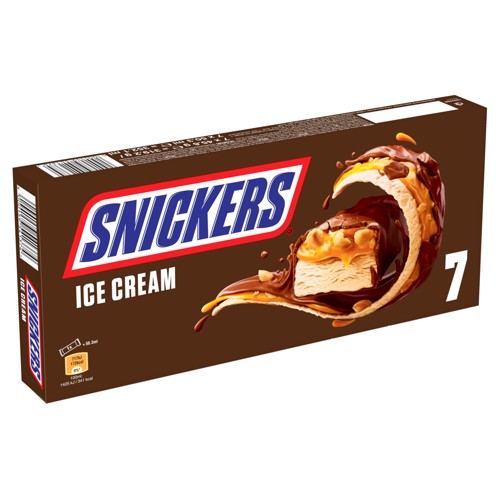 Barres glacées Snickers au chocolat au lait et cacahuètes, pack de 7