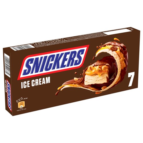 Barres glacées Snickers au chocolat au lait et cacahuètes, pack de 7