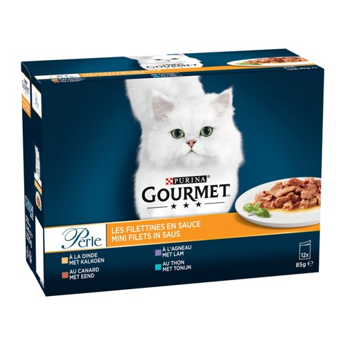 Gourmet Perle Filettines en Sauce Dinde, Agneau, Canard et Thon 12x85g