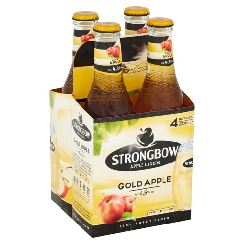 Strongbow Bière cidre Gold apple 4.5% ALC 4x33cl Bouteille