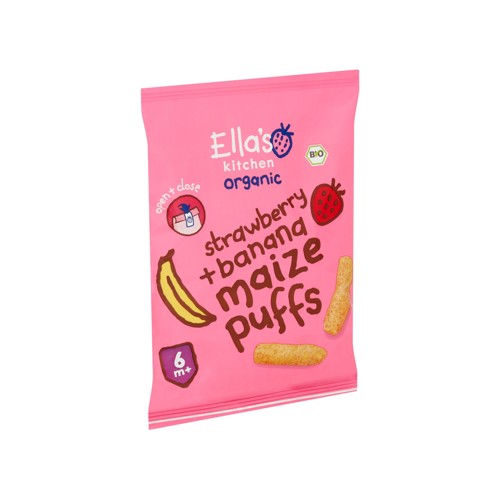 Ella''s Kitchen Organic Strawberry + Banana Maize Puffs 6m+ 20 g