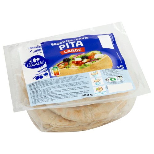 Carrefour Classic'' Pains Pita Large 5 Pièces 400 g