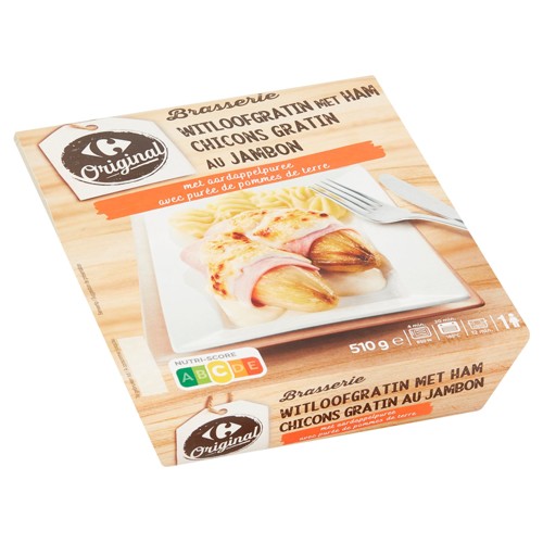 Carrefour Original Brasserie Chicons Gratin au Jambon avec Purée 510 g