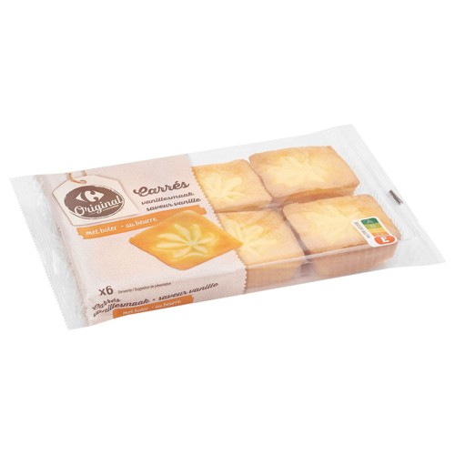 Carrefour Original Cakes au Beurre Carrés Vanille 6 Pièces 240 g