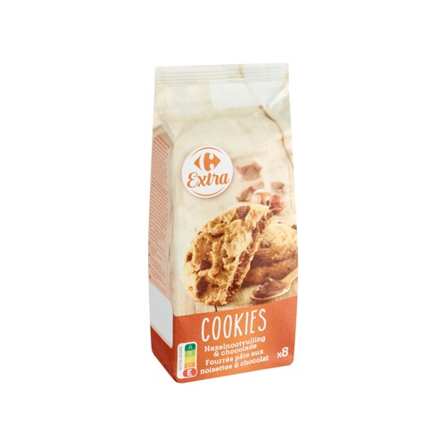 Carrefour Extra Cookies Fourrés Pâte Noisettes & Chocolat 8 pc 200 g