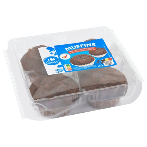 Carrefour Classic'' Muffins avec Pépites de Chocolat 4 x 75 g