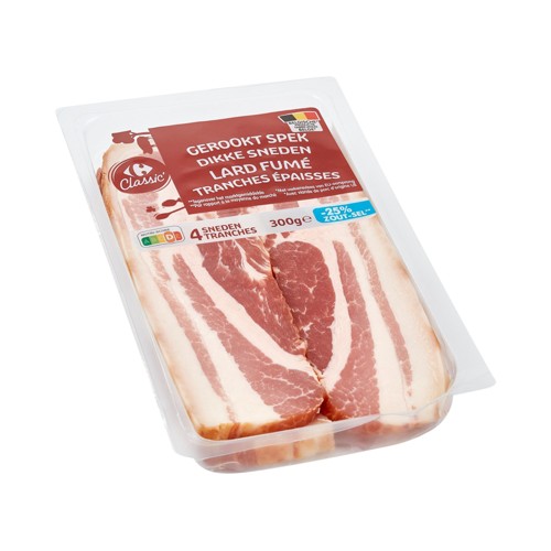 Carrefour Classic'' Lard Fumé Tranches Épaisses 300 g