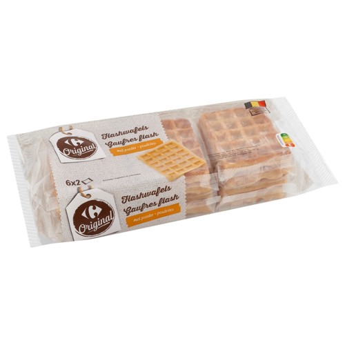 Carrefour Original Gaufres Flash Poudrées 6 x 2 Pièces 300 g