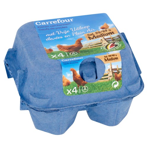 Carrefour Oeufs de Poules Élevées en Plein Air Medium 4 Pièces
