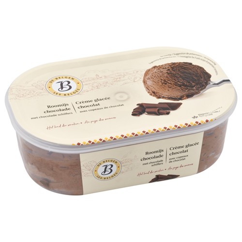 Les Belges Crème Glacée Chocolat avec Copeaux de Chocolat 500 g