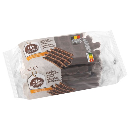 Carrefour Original Gaufres Goût Vanille avec Fantaisie Cacao 5 x 75 g