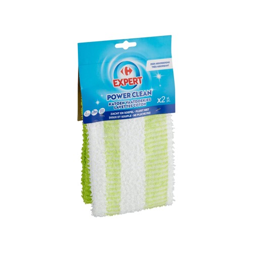 Carrefour Expert Power Clean Lavettes Coton 2 Pièces