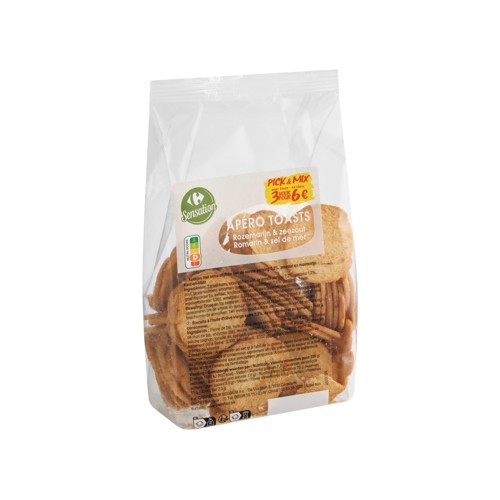 Carrefour Sensation Apéro Toasts Romarin & Sel de Mer 125 g
